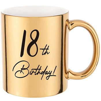 18th BIRTHDAY gold mirror mug