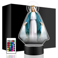  LED NIGHT LAMP Our Lady MARY 3D + REMOTE