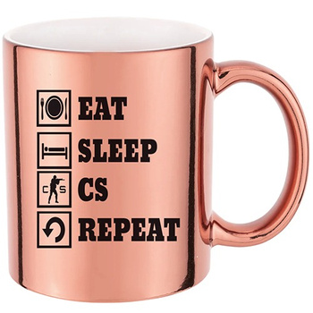 EAT SLEEP CS pink mirror mug