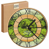 WALL CLOCK WOODEN NATURE GRASS