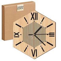  WOODEN WALL CLOCK HEXAGON LOFT 