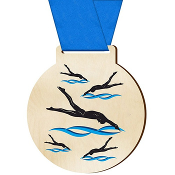 Sports medal jumping into the water