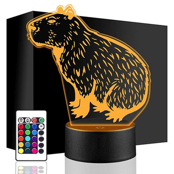 CAPYBARA ANIMAL 3D LED NIGHT LAMP + REMOTE CONTROL