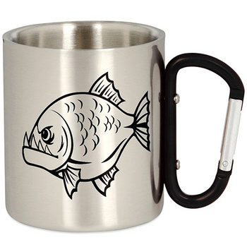 METAL TOURIST FISHING MUG WITH CARABINER