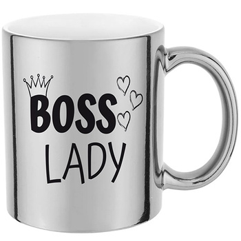 BOSS LADY silver mirror mug