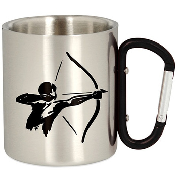 SURVIVAL METAL TOURIST MUG WITH CARABINER