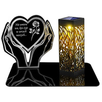 SOLAR LED CANDLE OPENWORK LAMP BASE STATUETTE FOR CEMETERY GRAVE LARGE HEART