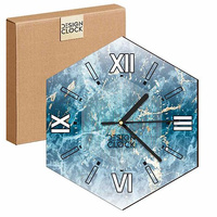 WOODEN WALL CLOCK SEA HEXAGON