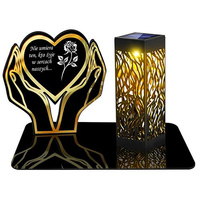 SOLAR LED CANDLE OPENWORK LAMP BASE STATUETTE FOR CEMETERY GRAVE LARGE HEART