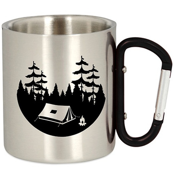 METAL TOURIST MUG HIKING WITH A CARABINER