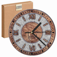 WALL CLOCK ON WALL WOODEN CONCRETE WOOD LOFT