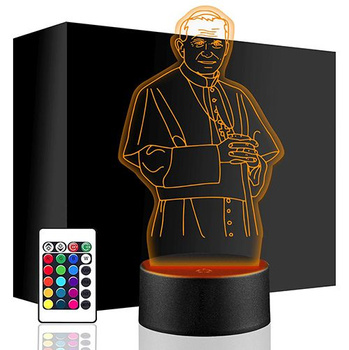 POPE JOHN PAUL II 3D LED NIGHT LAMP + REMOTE