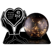 SOLAR LED CANDLE STATUETTE FOR CEMETERY GRAVE LARGE BALL