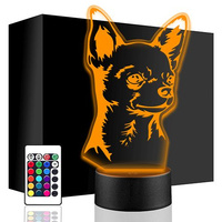 LED NIGHT LAMP CHIHUAHUA DOG 3D + REMOTE