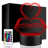 LED NIGHT LAMP 3D HEART BOOK + REMOTE CONTROL