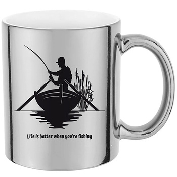 FISHING silver mirror mug