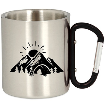 METAL TOURIST MUG HIKING WITH A CARABINER