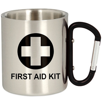 SURVIVAL METAL TOURIST MUG WITH CARABINER