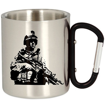 METAL TOURIST MUG WITH CARABINER 