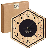 WOODEN WALL CLOCK HEXAGON LOFT