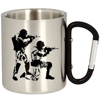 METAL TOURIST MUG WITH A CARABINER 