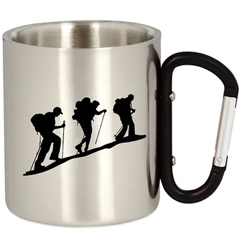 METAL TOURIST MUG HIKING WITH A CARABINER