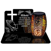 SOLAR LED CANDLE OPENWORK LAMP BASE STATUETTE FOR CEMETERY GRAVE LARGE CROSS