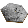  WOODEN WALL CLOCK CONCRETE HEXAGON 