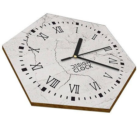  WOODEN WALL CLOCK CONCRETE HEXAGON 
