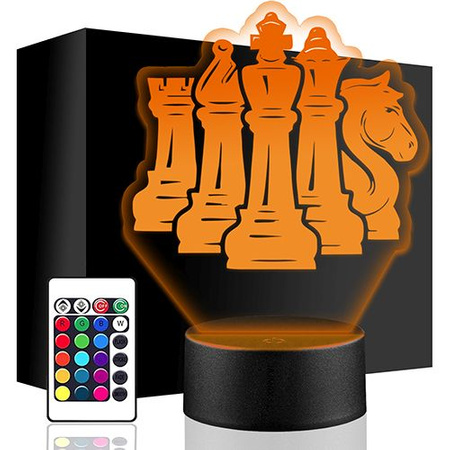 LED NIGHT LAMP CHESS GAME TOURNAMENT 3D + REMOTE