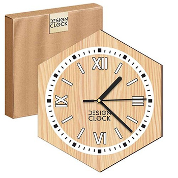 WOODEN WALL CLOCK HEXAGON LOFT