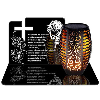SOLAR LED CANDLE OPENWORK LAMP BASE STATUETTE FOR CEMETERY GRAVE LARGE CROSS