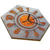  WOODEN WALL CLOCK IRON HEXAGON 