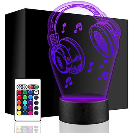  LED NIGHT LAMP, HEADPHONES, 3D MUSIC + REMOTE 