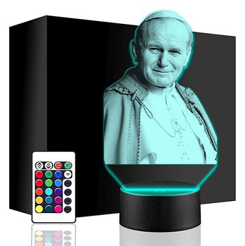 LED NIGHT LAMP Pope John Paul II statuette + REMOTE CONTROL