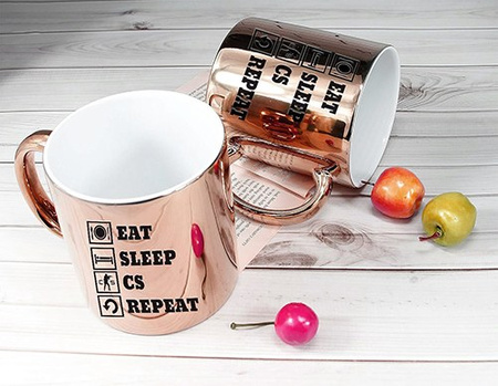 EAT SLEEP CS pink mirror mug