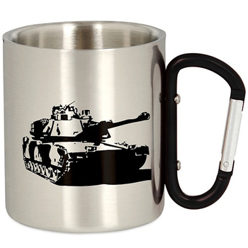 METAL TOURIST MUG WITH A CARABINER TANK