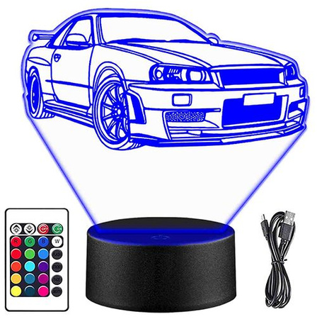 LAMPKA NOCNA NISSAN SKYLINE AUTO SAMOCHÓD 3D LED