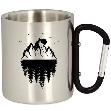 METAL TOURIST MUG HIKING WITH A CARABINER