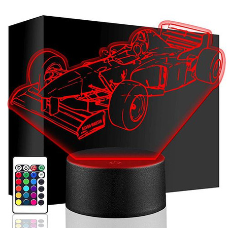 LAMPKA NOCNA LED SAMOCHÓD FORMUŁA 1 3D + PILOT