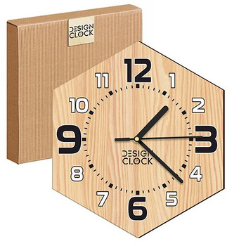 WOODEN WALL CLOCK HEXAGON LOFT