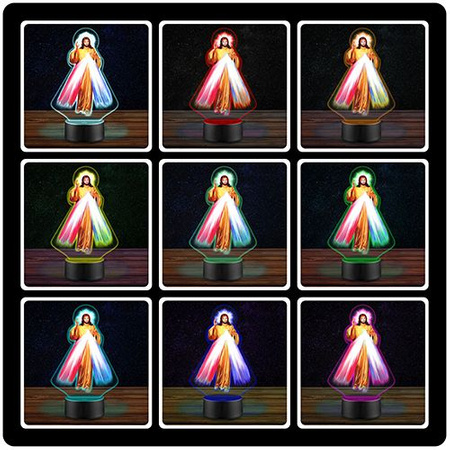  LED NIGHT LAMP MERCIFUL JESUS ​​3D + REMOTE