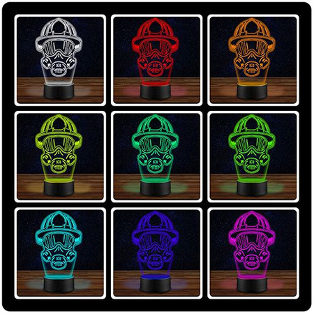 LED NIGHT LAMP FIREMAN HELMET 3D MASK + REMOTE