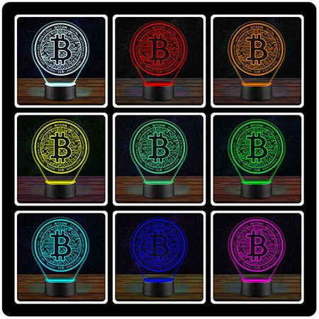 BITCOIN CRYPTOCURRENCY 3D LED NIGHT LAMP + REMOTE CONTROL