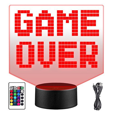 LAMPKA NOCNA LED GAME OVER GRA 3D + PILOT