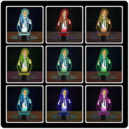  LED NIGHT LAMP Our Lady MARY 3D + REMOTE