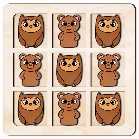 TIC TACK TOE GAME BEAR AND OWL