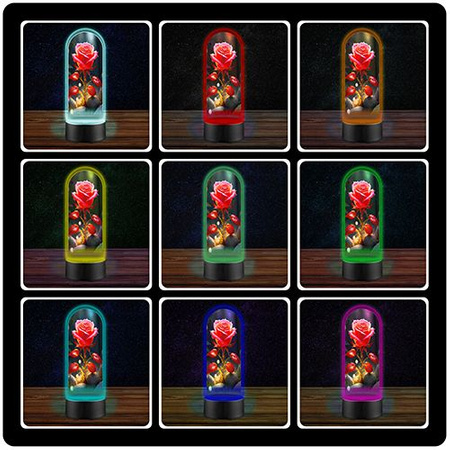 LED NIGHT LAMP ROSE 3D ROSES + REMOTE