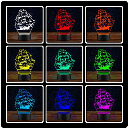 LED NIGHT LAMP Sailing SHIP + REMOTE