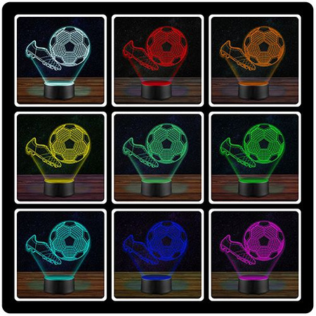 NIGHT LAMP FOOTBALL PLAYER BALL CUTS 3D LED + REMOTE CONTROL 